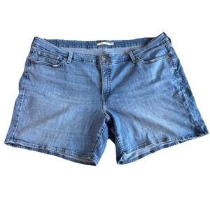 Levis Mid Length Denim Shorts Womens 24W Plus Medium Wash WaterLess‎ Blue